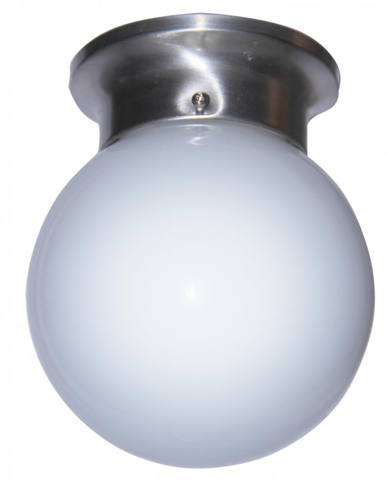 One Light Polished Brass Opal Globe Glass Mushroom Flush Mount